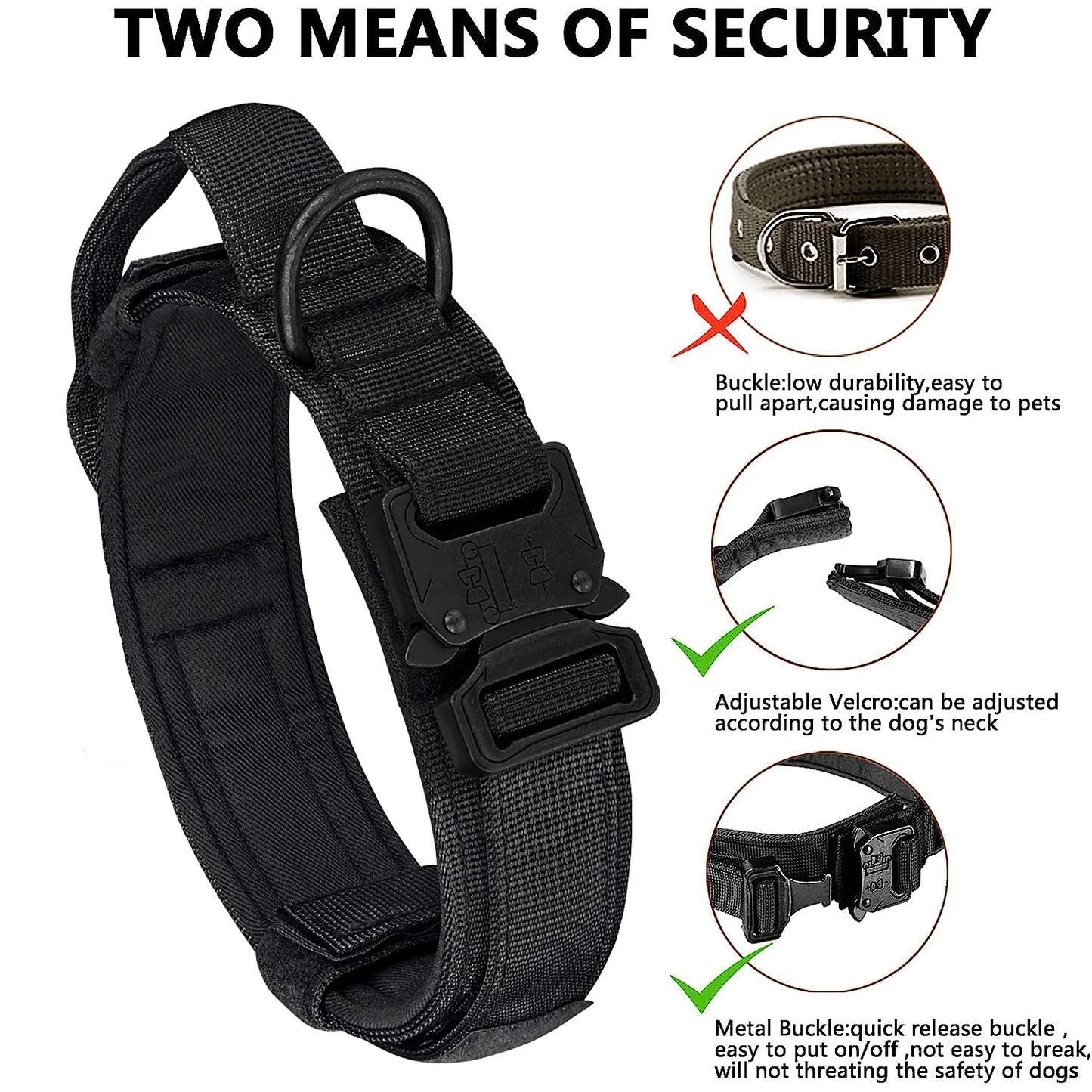 Premium Heavy-Duty Military Tactical Dog Collar and Leash Set - Adjustable and Durable for All Breeds