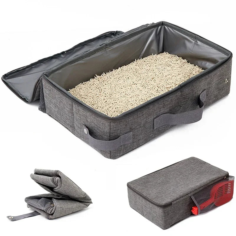Ultimate Foldable Cat Travel Litter Box with Waterproof Lid – Portable & Convenient for On-the-Go Pet Owners