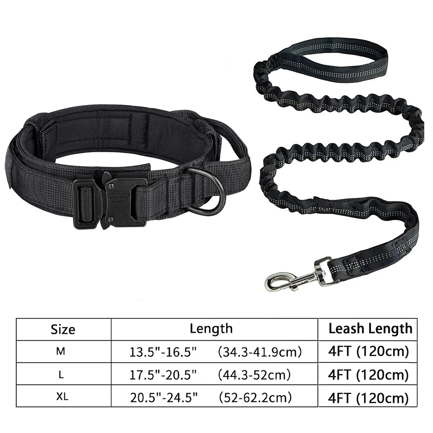 Premium Heavy-Duty Military Tactical Dog Collar and Leash Set - Adjustable and Durable for All Breeds