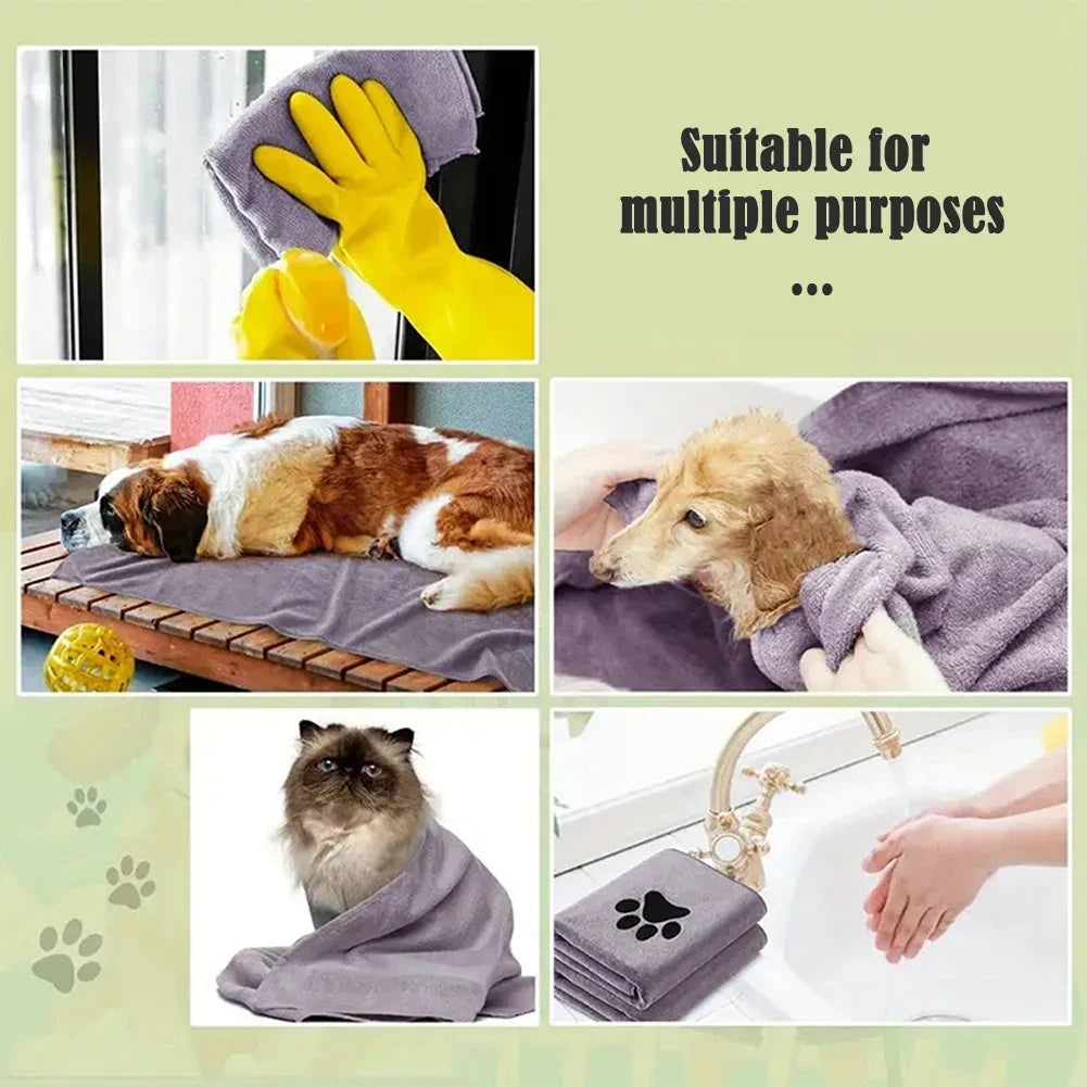 Ultra-Absorbent Microfiber Bath Towel for Pets - Quick-Drying and Soft Comfort