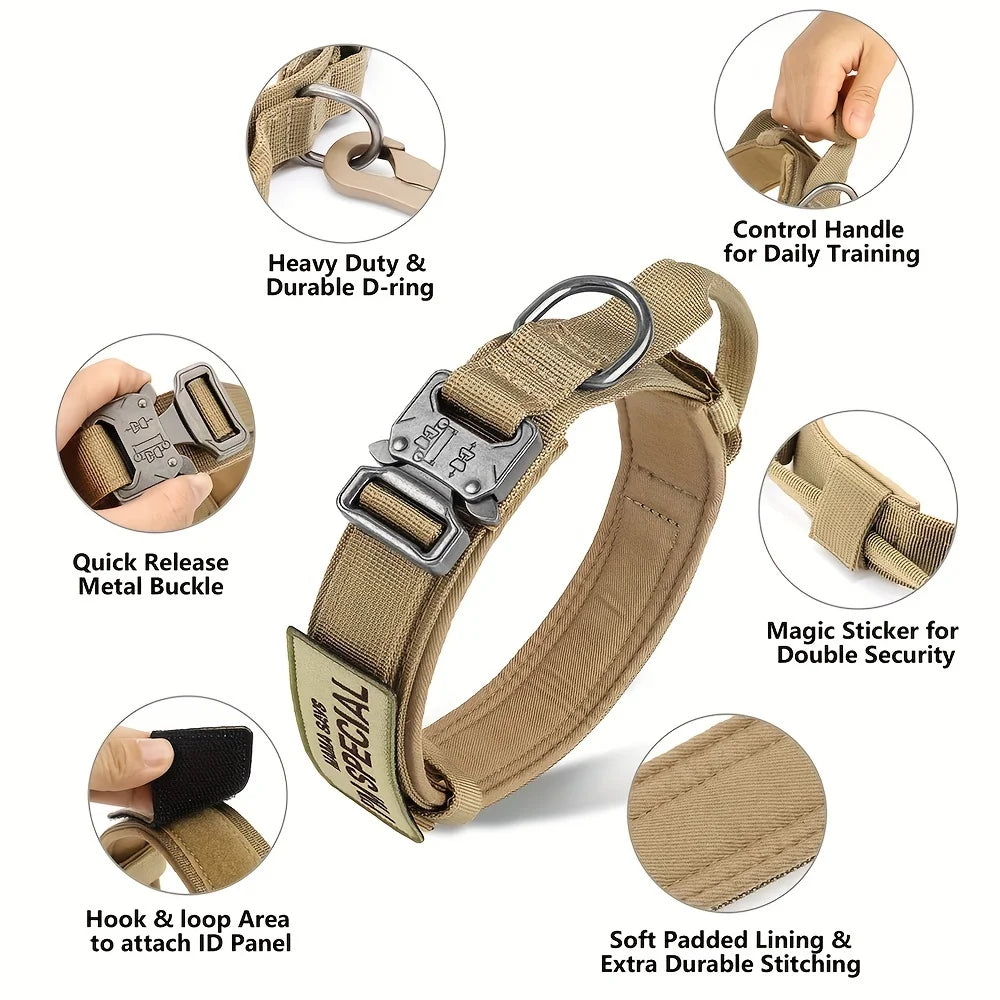 Ultimate Heavy Duty Tactical Dog Collar with Control Handle for Training and Outdoor Adventures