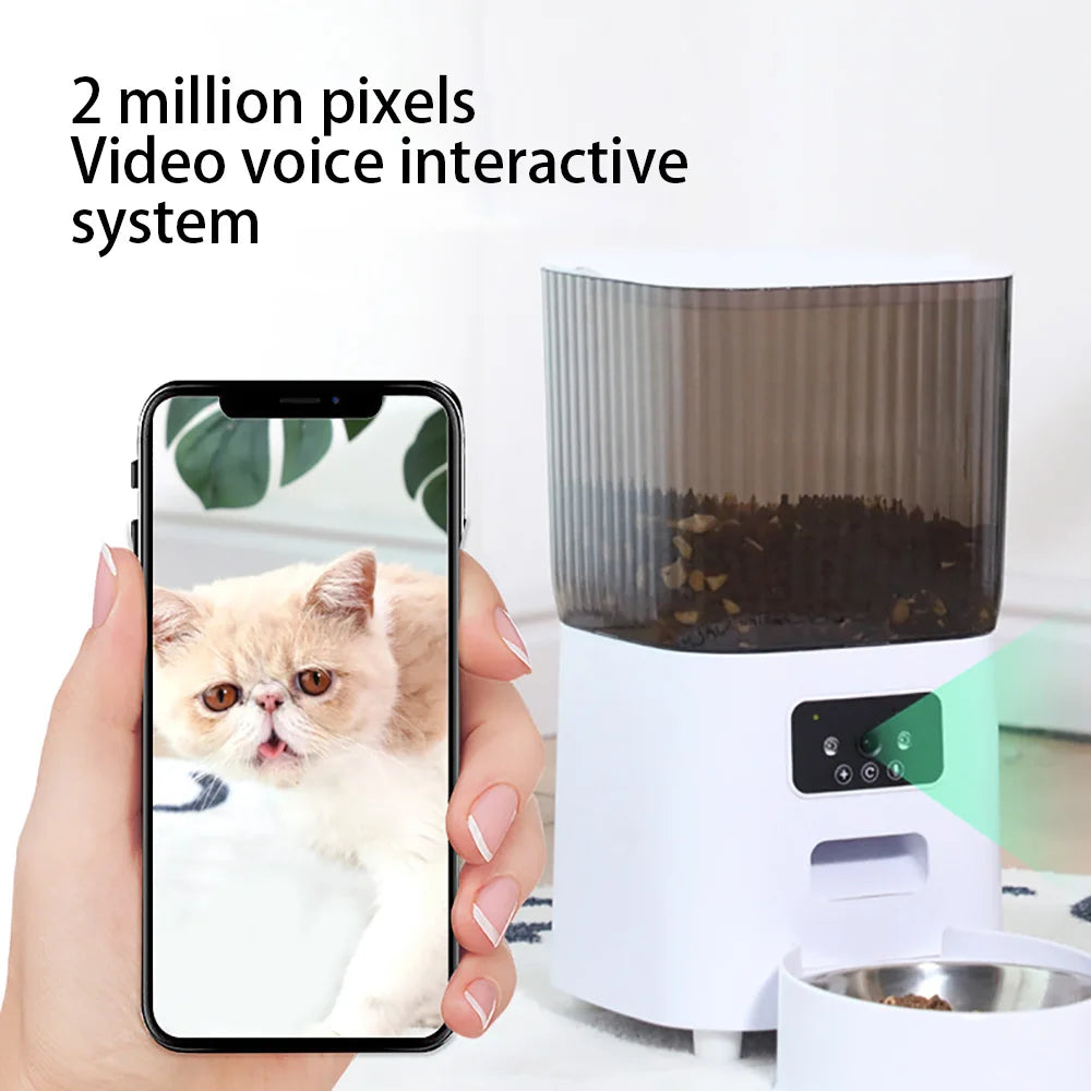 5L Automatic Pet Feeder with Camera - Smart Dog and Cat Food Dispenser, WiFi Enabled, Stainless Steel Feeding Bowl