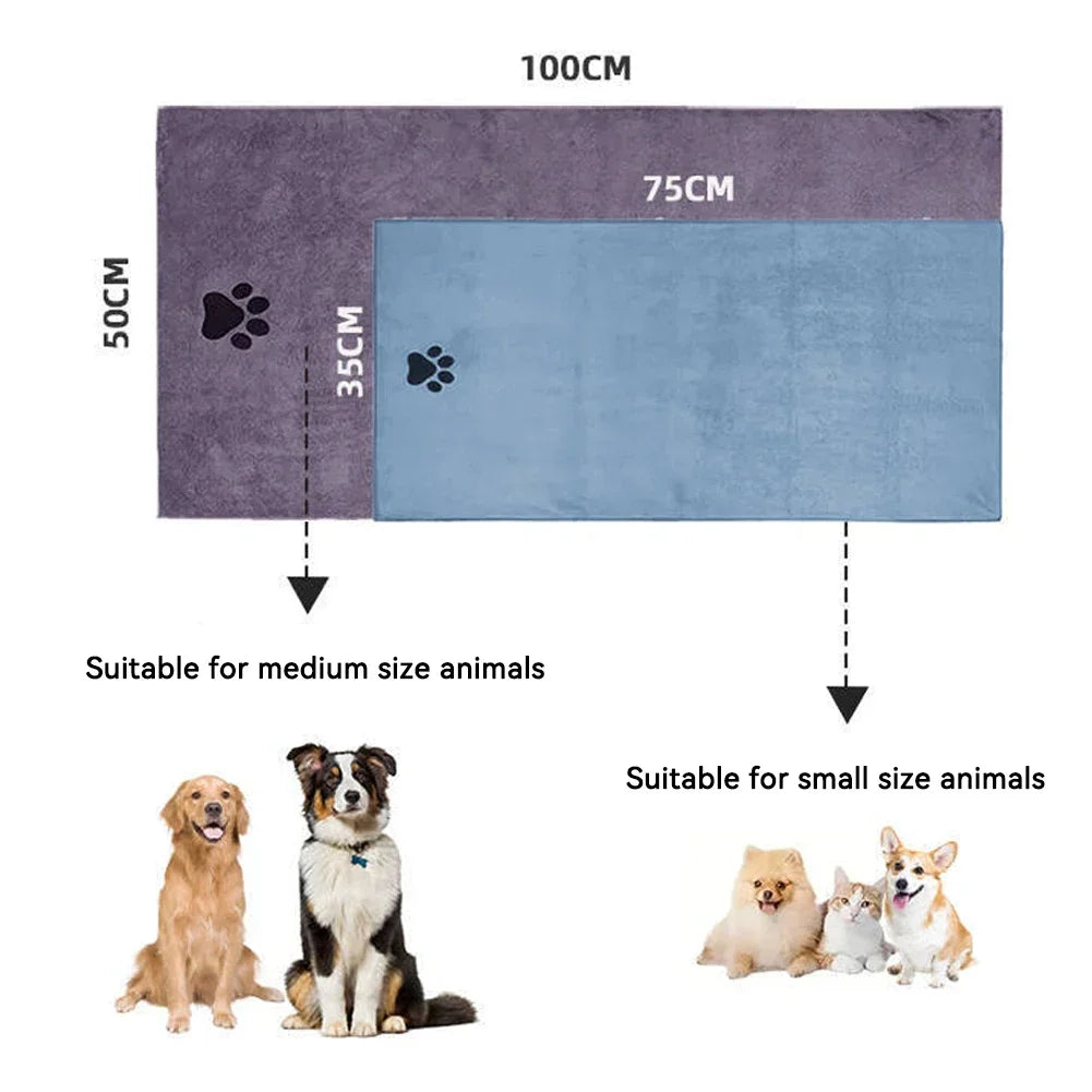 Ultra-Absorbent Microfiber Bath Towel for Pets - Quick-Drying and Soft Comfort