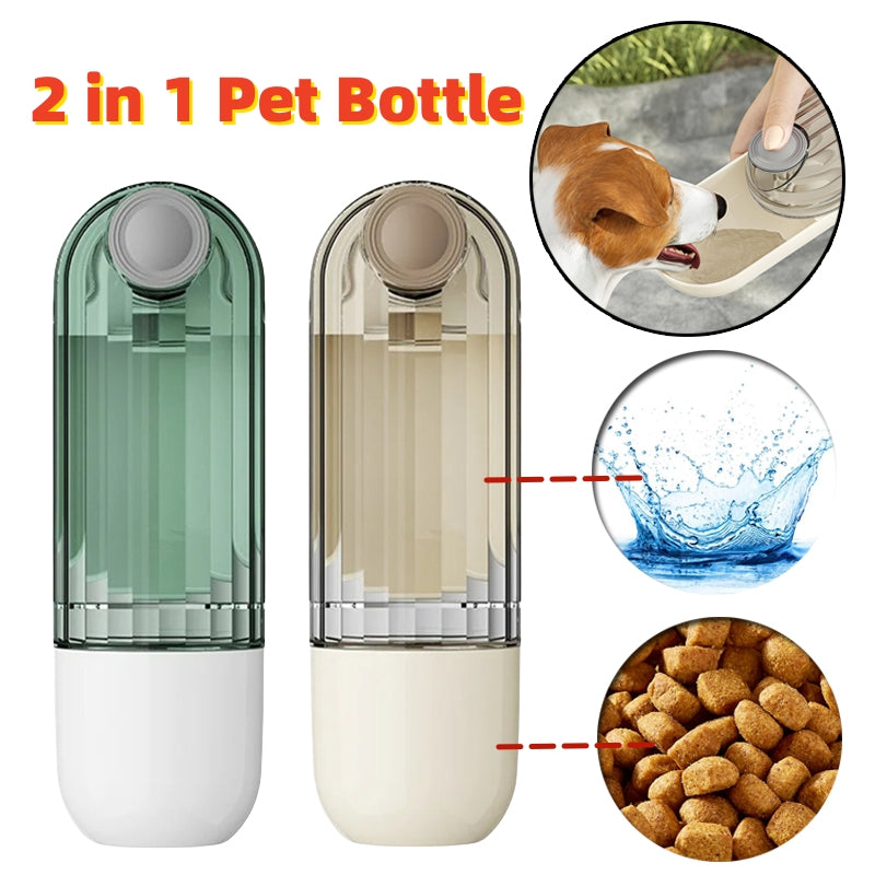 2 in 1 Pet Water Cup Segment Design Green Dog Walking Portable Drinking Cup Dog Feeding Supplies Pet Supplies Dog Walking Water Feeder Pets Products