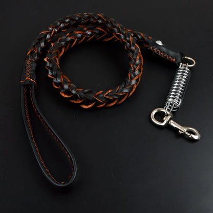 Pet Leather Dog Collar Leash for Large Dog Leather Dog Traction Drag Tow Rope Chain Pet Dog Supplies Accessories Prevent Runaway