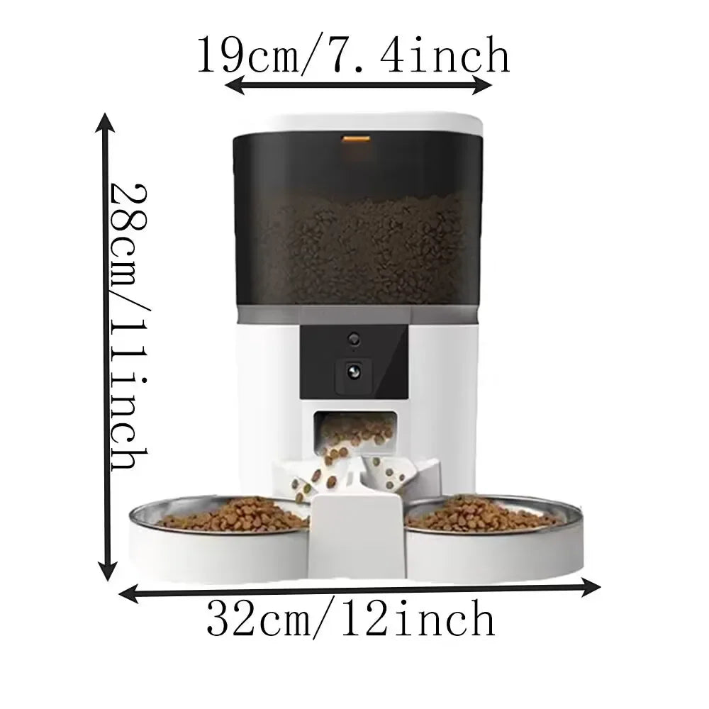 4L Smart Automatic Pet Feeder with Camera and App Control for Cats and Dogs - Stainless Steel Bowl with Double Meal Feature