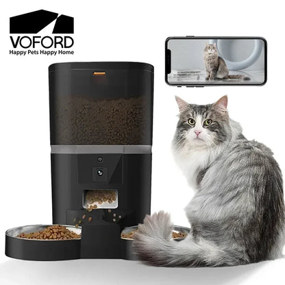 4L Smart Automatic Pet Feeder with Camera and App Control for Cats and Dogs - Stainless Steel Bowl with Double Meal Feature