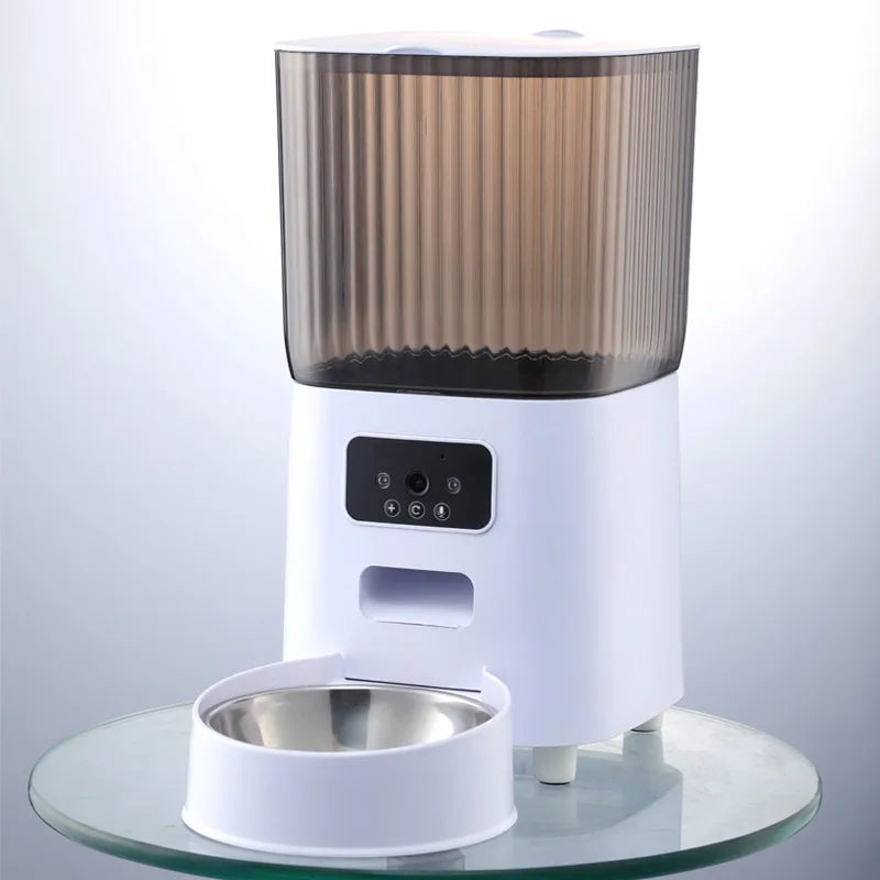 5L Automatic Pet Feeder with Camera - Smart Dog and Cat Food Dispenser, WiFi Enabled, Stainless Steel Feeding Bowl 