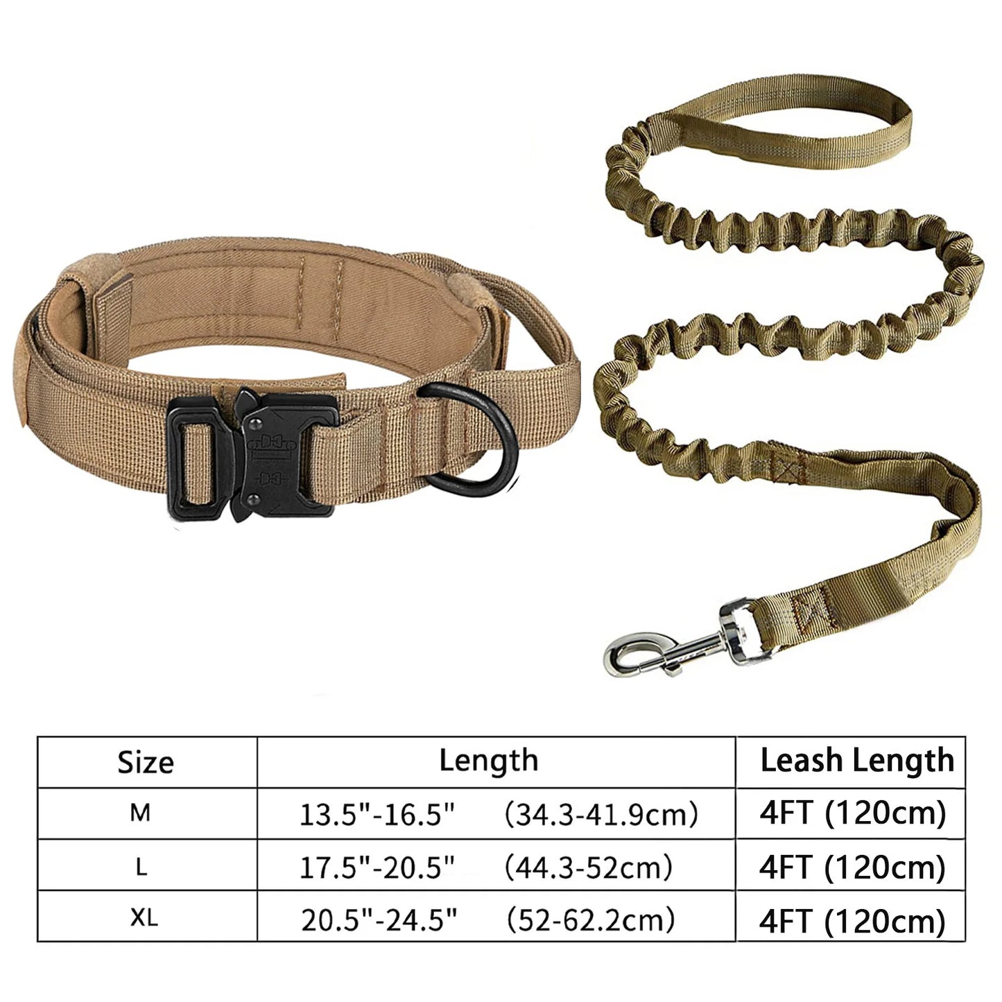 Premium Heavy-Duty Military Tactical Dog Collar and Leash Set - Adjustable and Durable for All Breeds