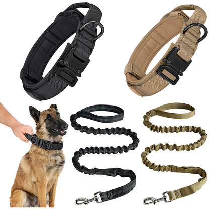 Premium Heavy-Duty Military Tactical Dog Collar and Leash Set - Adjustable and Durable for All Breeds