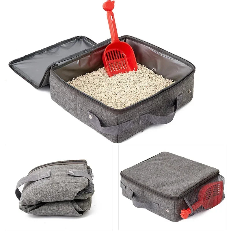 Ultimate Foldable Cat Travel Litter Box with Waterproof Lid – Portable & Convenient for On-the-Go Pet Owners