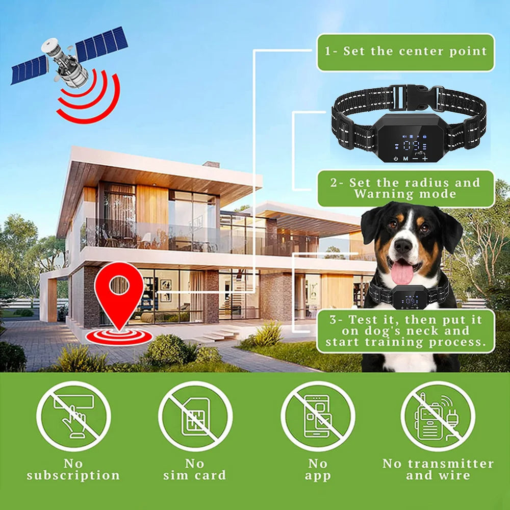 Advanced GPS Wireless Dog Fence with Adjustable Shocking and Vibration Modes - Up to 3300 Ft Range, Rechargeable and Waterproof