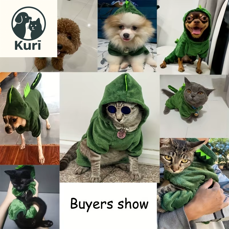 Thickened Flannel Pet Costume - Cozy Tiger and Dinosaur Outfit for Dogs and Cats, Perfect for Autumn and Winter Role Play