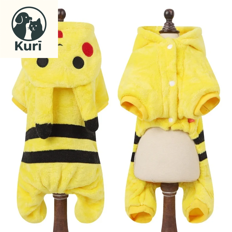 Adorable Coral Fleece Cosplay Costumes for Dogs and Cats - Cute Dinosaur, Tiger, Cow Designs - Warm Pet Hoodies for All Occasions