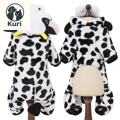 Adorable Coral Fleece Cosplay Costumes for Dogs and Cats - Cute Dinosaur, Tiger, Cow Designs - Warm Pet Hoodies for All Occasions