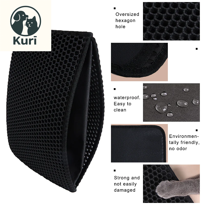 Pet Cat Litter Mat Waterproof EVA Double Layer Cat Litter Trapping Pet Litter Box Mat Clean Pad Products for Cats Accessories